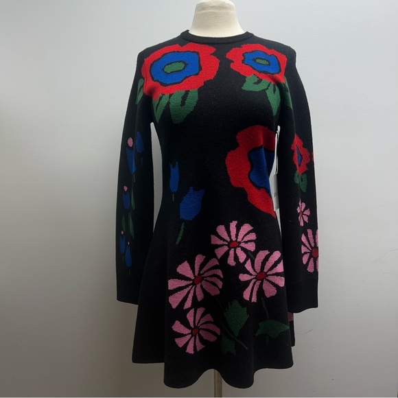 AMUR Dresses & Skirts - AMUR Nataly Fit-&-Flare Intarsia Merino Wool Dress